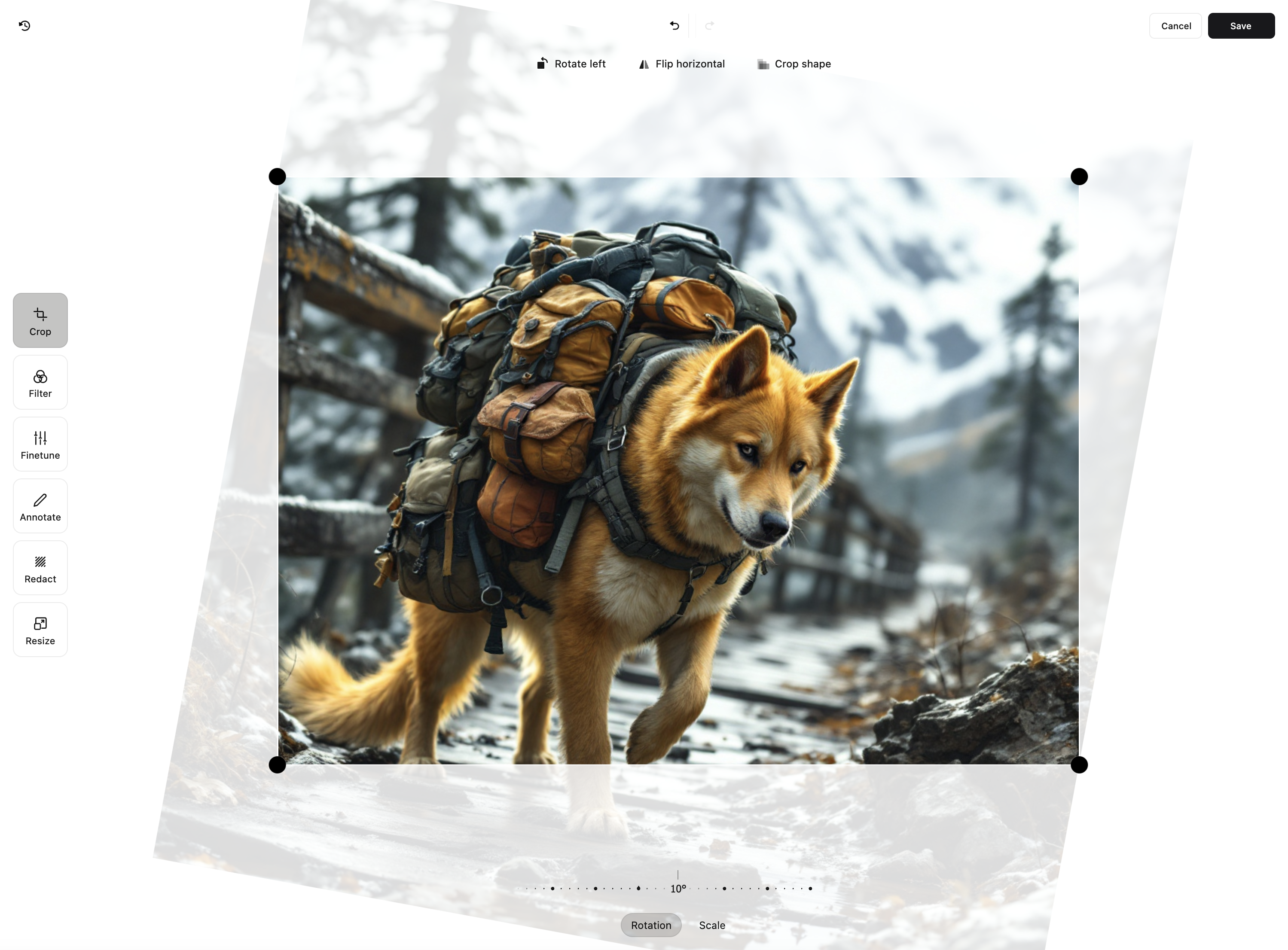 yodel image editor ui